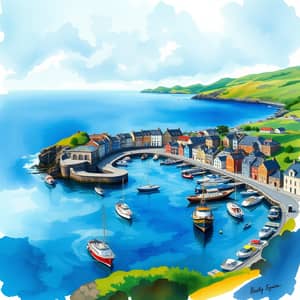 Vibrant Scottish Coastline: A Watercolor Experience