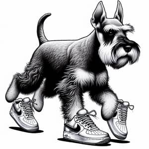 Energetic Silver Schnauzer in Nike Airforce 1 Sneakers