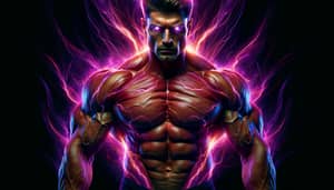 Empowered Warrior: Muscular Man with Energy Aura