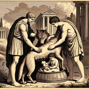 Romulus and Remus Mythology Illustration | Founding of Rome 753 BC