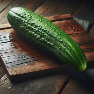 Fresh Green Pepino Cucumber on Rustic Wooden Table