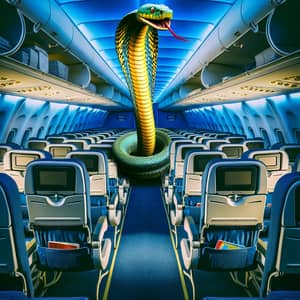 Vibrant Serpent Amidst Airplane Seats - Wildlife Scene