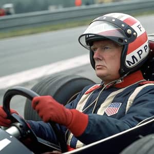 Donald Trump in a Formula 1 Race Car