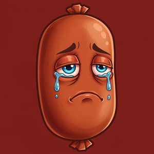 Funny Cartoon Sausage with Tears Emote