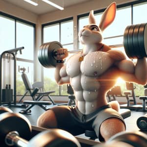 Muscular Rabbit Working Out in Gym | Fitness Bunny Exercise