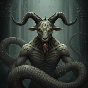 Goat-Headed Demon with Serpentine Features Art