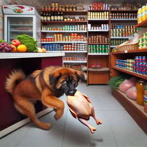 Playful Dog Steals Chicken from Local Grocery Shop