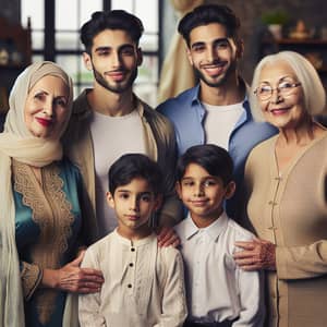 Heartwarming Multicultural Family Portrait in Living Room