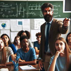 Diverse Classroom with Hispanic Teacher Teaching Enthusiastically