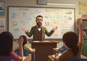 Cartoon History Teacher Engaging Classes