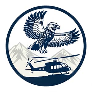 Circular Logo with Harpy Eagle & Helicopter Vector