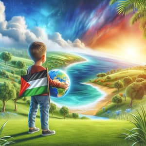 Hope and Peace Illustration with Palestine Flag | Tranquil Paradise