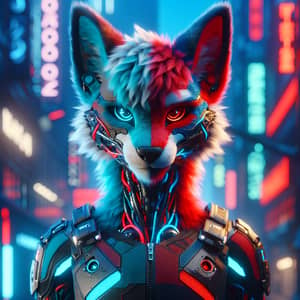 Stunning Protogen with Red & Blue Fur and Eyes