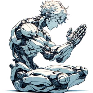 Humanoid Zenyatta with White Hair Praying Pose and Floral Bands