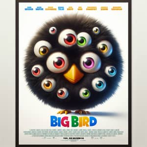 Big Bird Movie Poster: Friendly Black Bird with Multiple Eyes