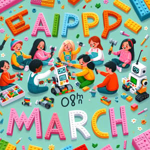 Spring Holiday Greeting: Happy 8th of March Lego Constructor Set