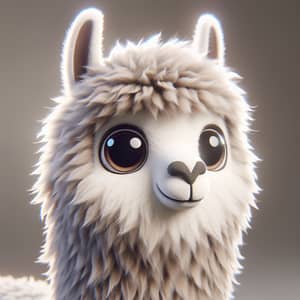 Adorable 3D Fluffy Llama Closeup Image