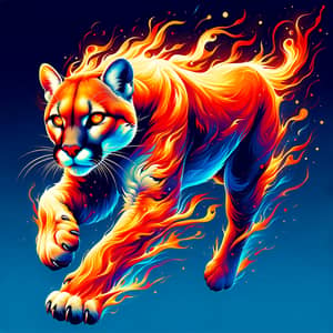 Fiery Puma: Majestic Wild Cat in Vibrant Colors