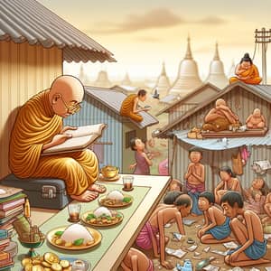 Buddhist Devotee Prioritizing Status over Compassion