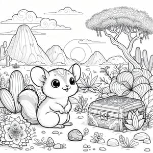 Wild Spirit Coloring Book: Cute Jerboa in Zen Desert