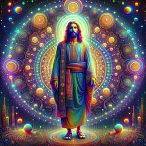 Psychedelic Religious Figure in Ethereal Ambiance