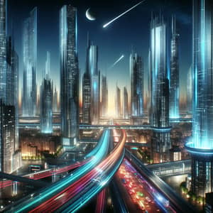 Futuristic Cityscape: Dynamic Energy and Modern Aesthetic