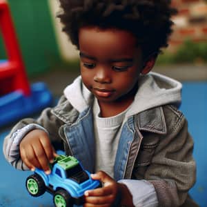 Young African Boy Playing with Toy