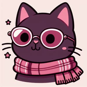 Cute Dark Pink Cat in Stylish Winter Wear