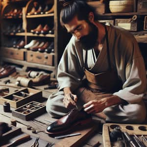 East Asian Cobbler Crafting Leather Shoes | Artisan Shoemaking