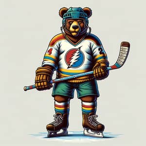 Grateful Dead Bear Ice Hockey Illustration