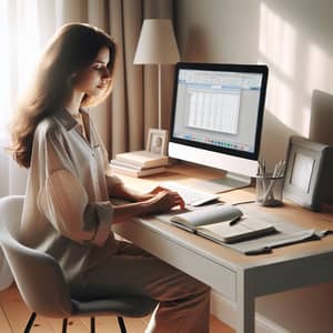 Modern Eastern European Woman's Workspace with Daily Planner