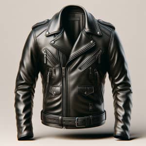 Classic Black Leather Biker Jacket - Stylish & Rugged Look