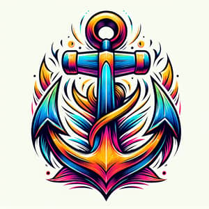 Colorful New School Roman Anchor Tattoo Design