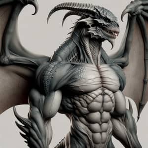 Muscular Grey Skin Demon with Bat Wings