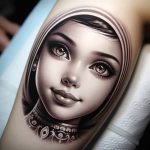 Egyptian Girl Face Tattoo | Intricate Bicep Ink Art