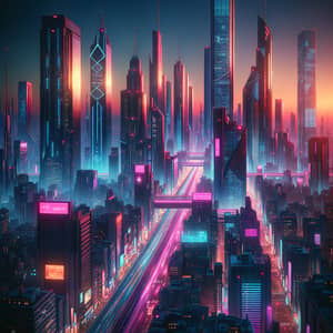 Neon Cityscape at Dusk - Cyberpunk Aesthetic