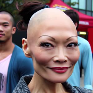 Unique Hairstyles: Asian Woman with No Hair on Top