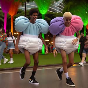 Hilarious Teen Boys in Diaper Costumes at Park