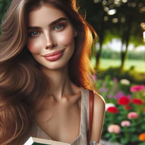 Beautiful Woman in Serene Garden Setting