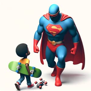 Black Child Steals Skateboard, Superhero Superman Intervenes