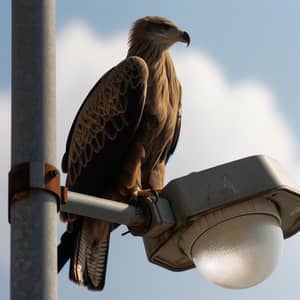 Majestic Eagle Perched on Streetlight