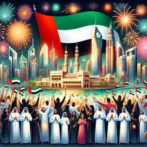 UAE National Day Celebrations - Diverse Community and Fireworks Display