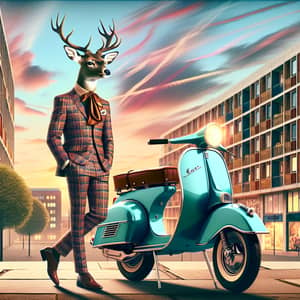 Vintage Mod Deer with Vespa Bike | '60s Subculture Fashion