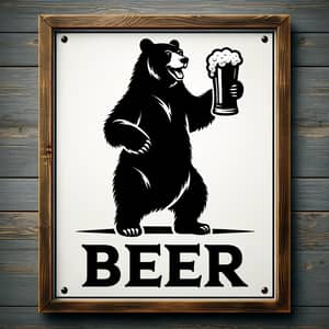 Playful Bear Silhouette Bar Sign Art