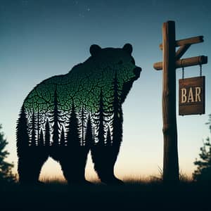 Stunning Bear Silhouette with Forest Design