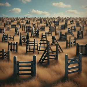 Diverse Wooden Stiles in Endless Field