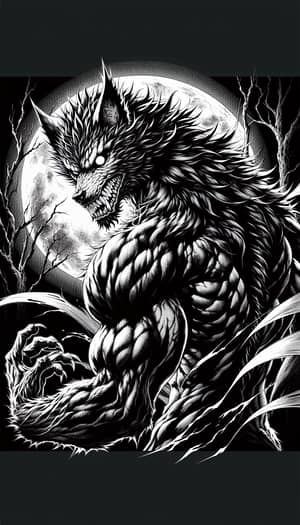 Powerful Manga-Style Werewolf Illustration