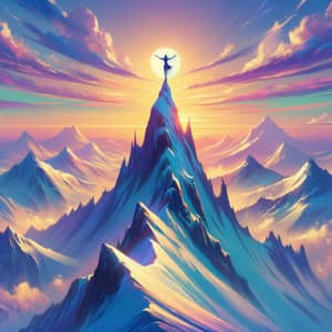 Majestic Snow-Covered Mountain Peak Digital Painting