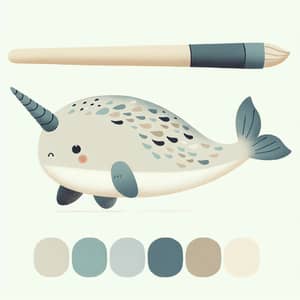 Charming Scandinavian Narwhal Cartoon Character