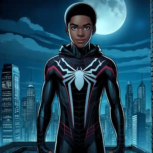 Futuristic African-American Teenage Superhero on Rooftop | Action Pose